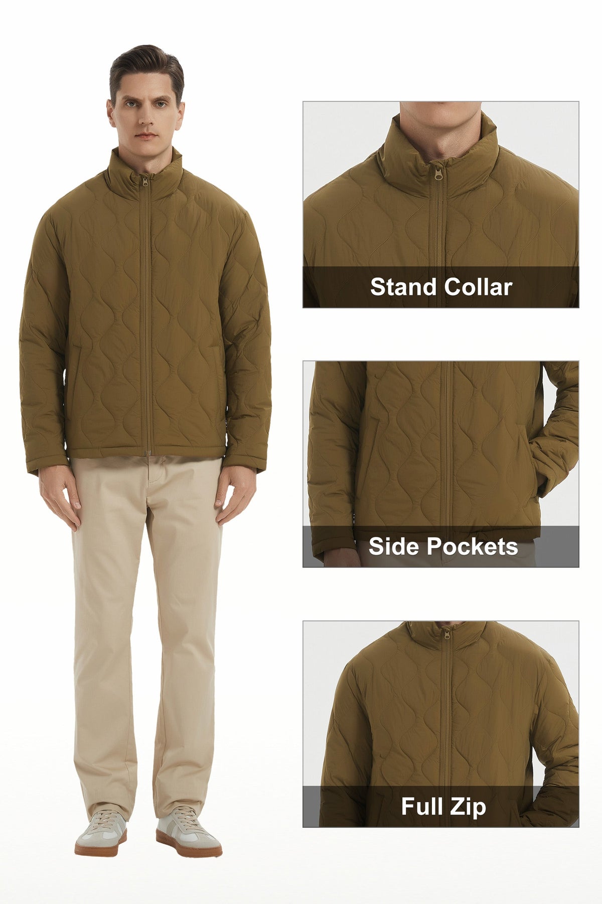 Hot-Sale Lightweight Quilted Down Bomber Jackets Full Zip