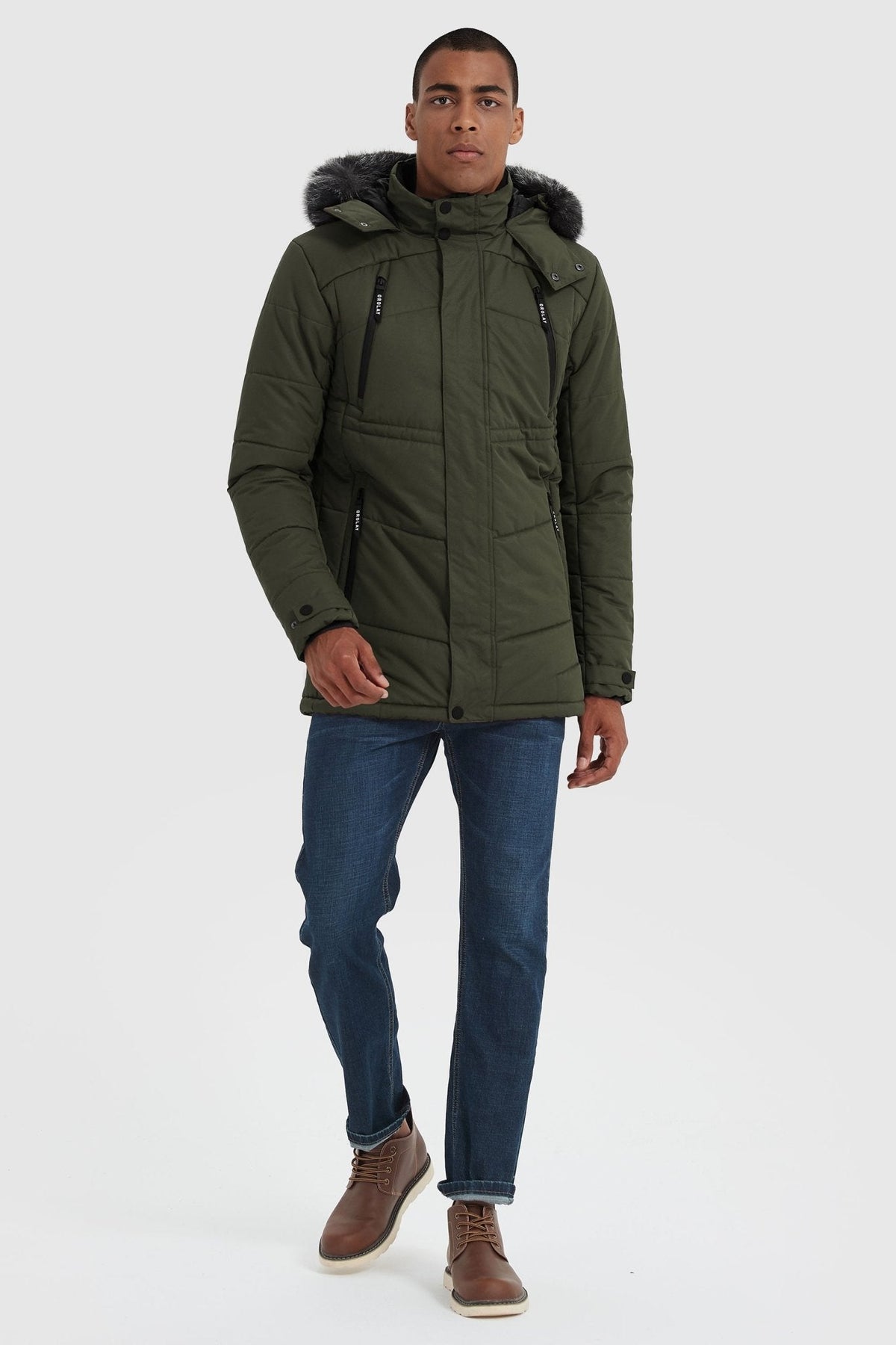 Hot-Sale Hooded Mountain Parka with Faux Fur