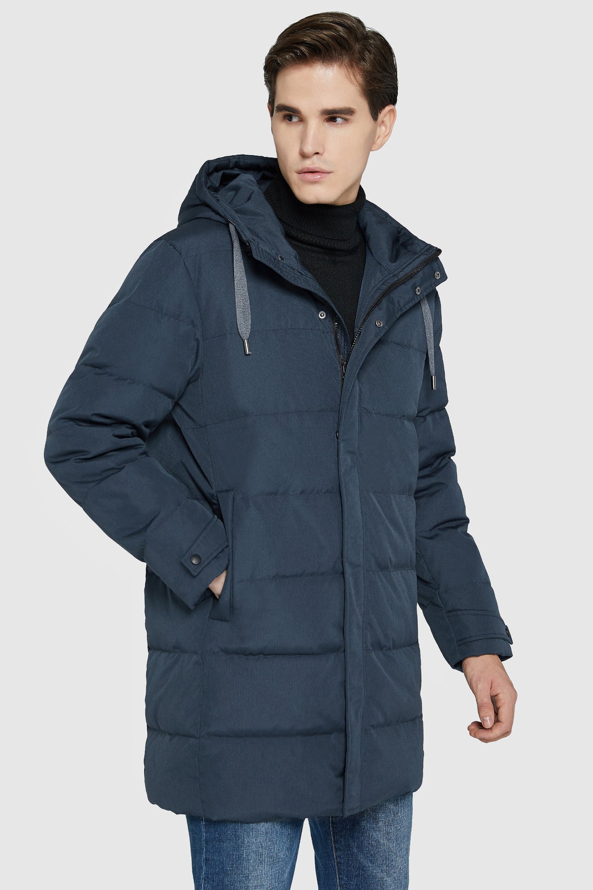 Hot-Sale Mid-Length Warm Hooded Puffer Down Jacket
