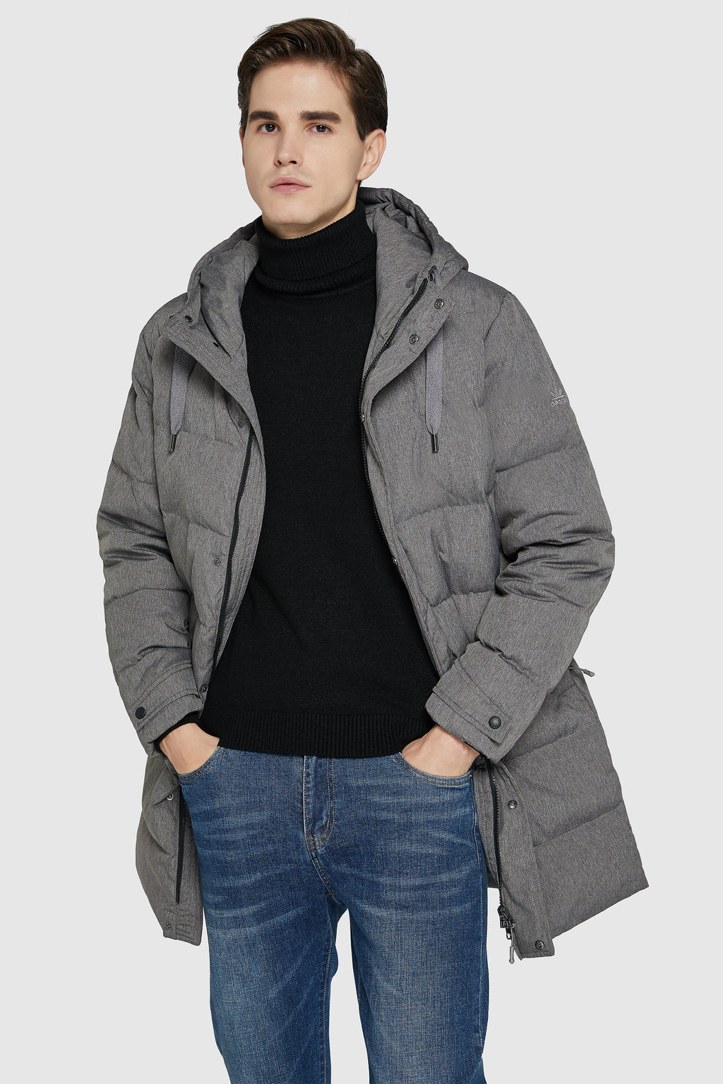 Hot-Sale Mid-Length Warm Hooded Puffer Down Jacket