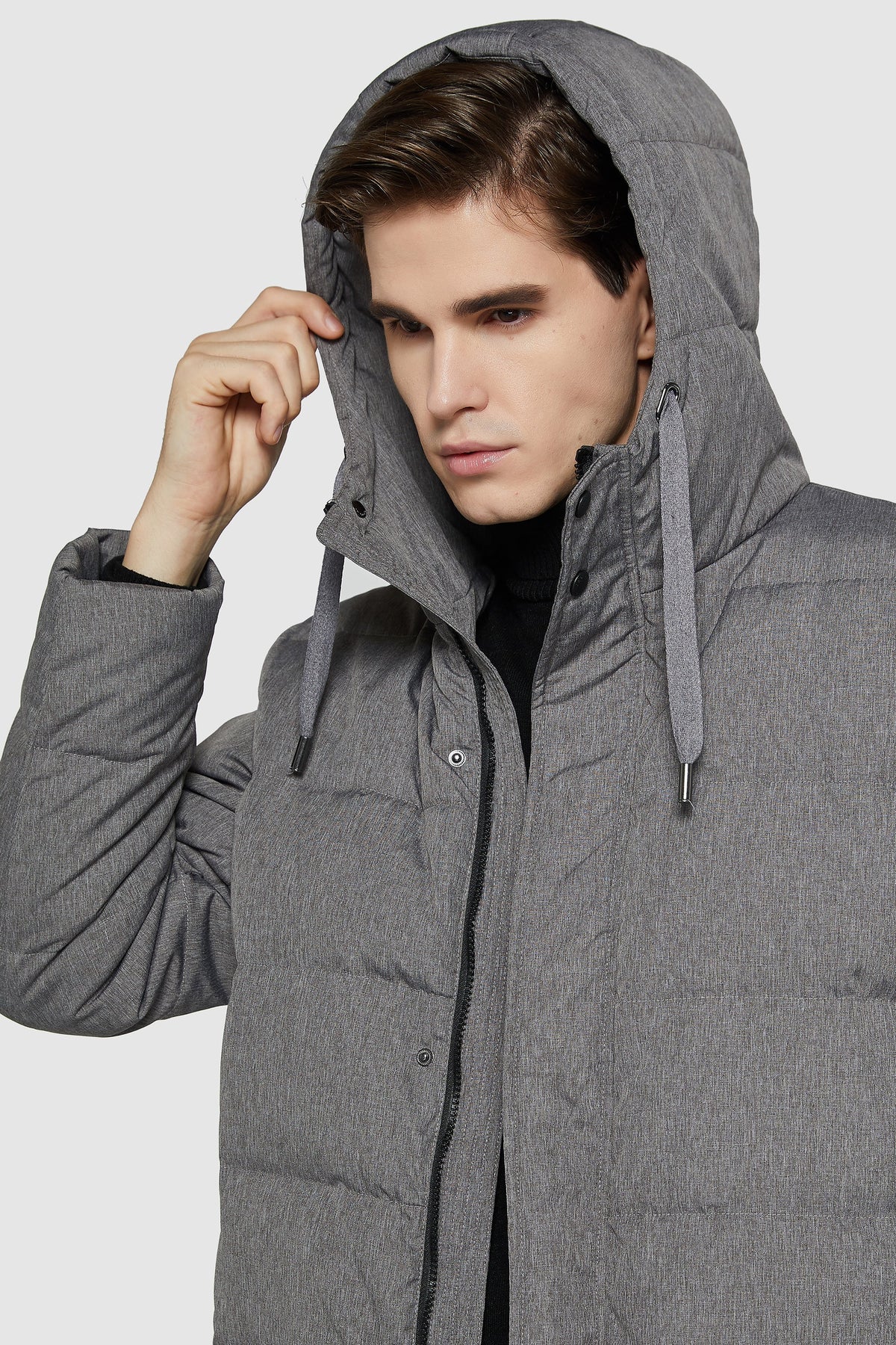 Hot-Sale Mid-Length Warm Hooded Puffer Down Jacket