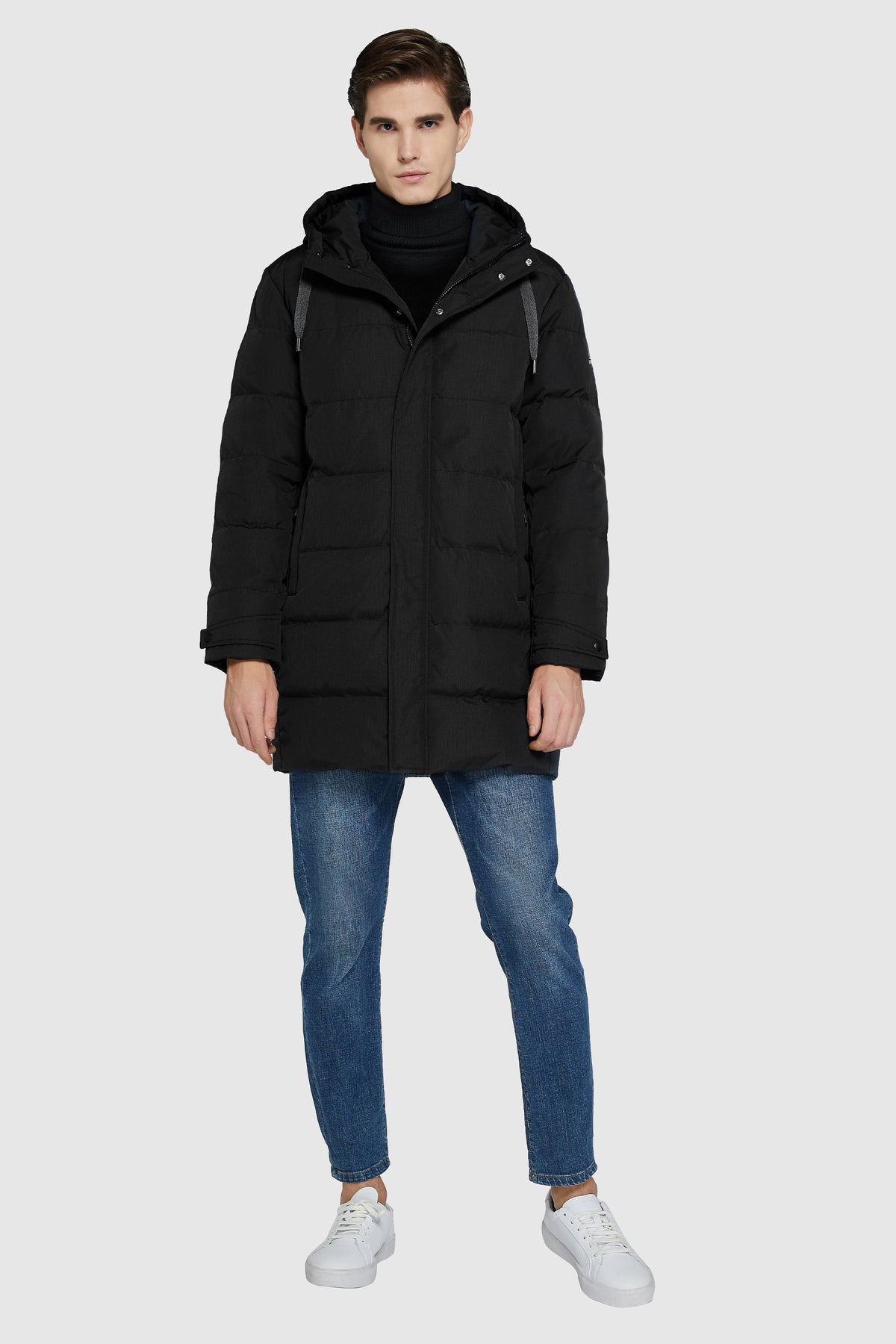 Hot-Sale Mid-Length Warm Hooded Puffer Down Jacket