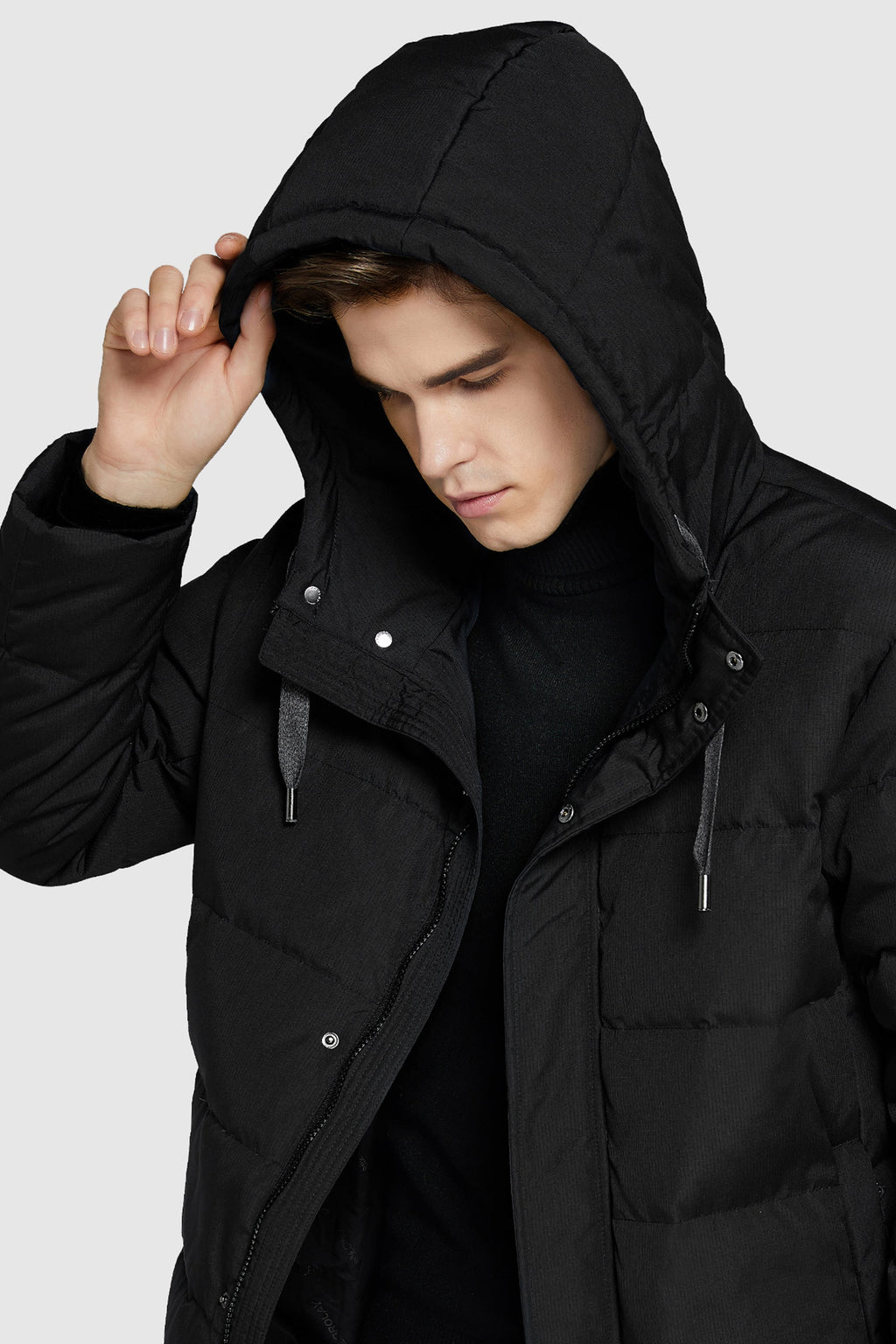 Hot-Sale Mid-Length Warm Hooded Puffer Down Jacket