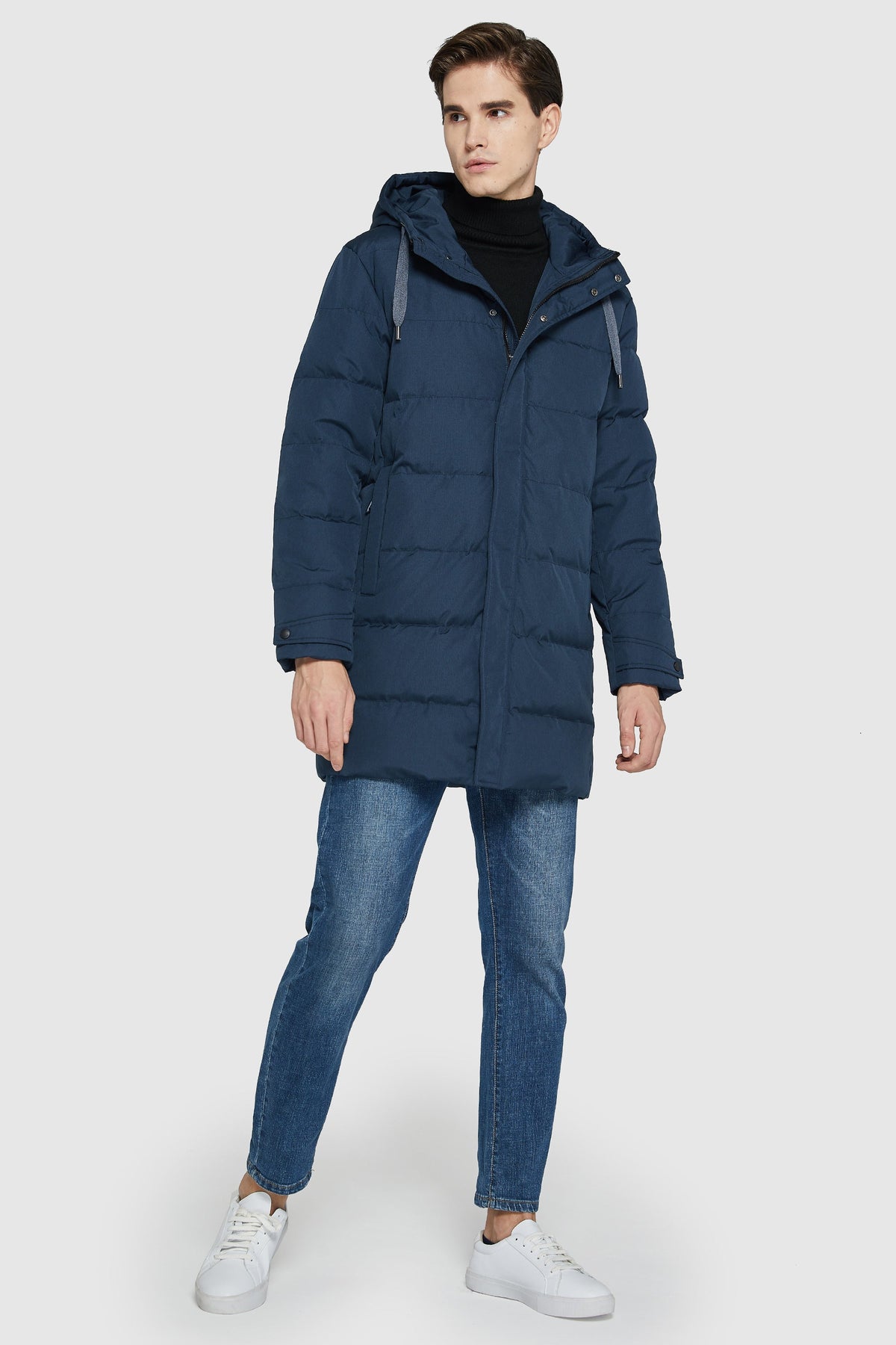 Hot-Sale Mid-Length Warm Hooded Puffer Down Jacket