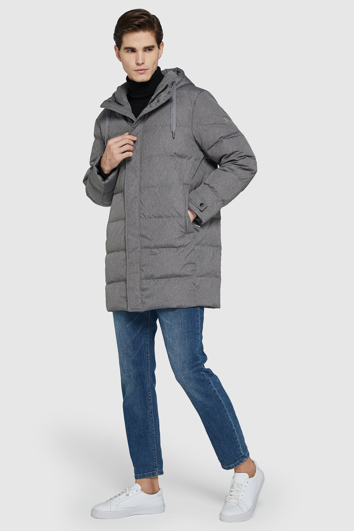 Hot-Sale Mid-Length Warm Hooded Puffer Down Jacket