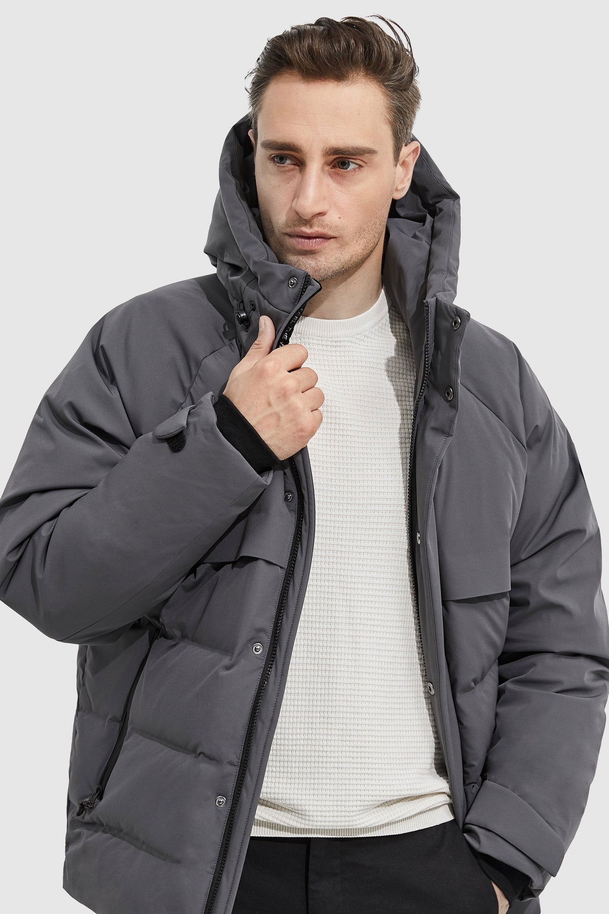 Hot-Sale Winter Hood Ribbed Cuff Down Jacket
