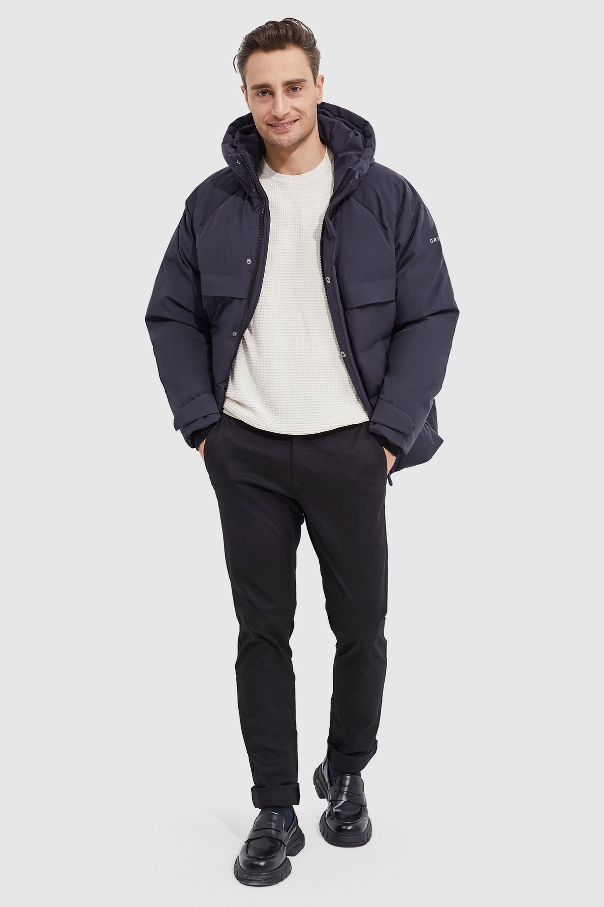 Hot-Sale Winter Hood Ribbed Cuff Down Jacket