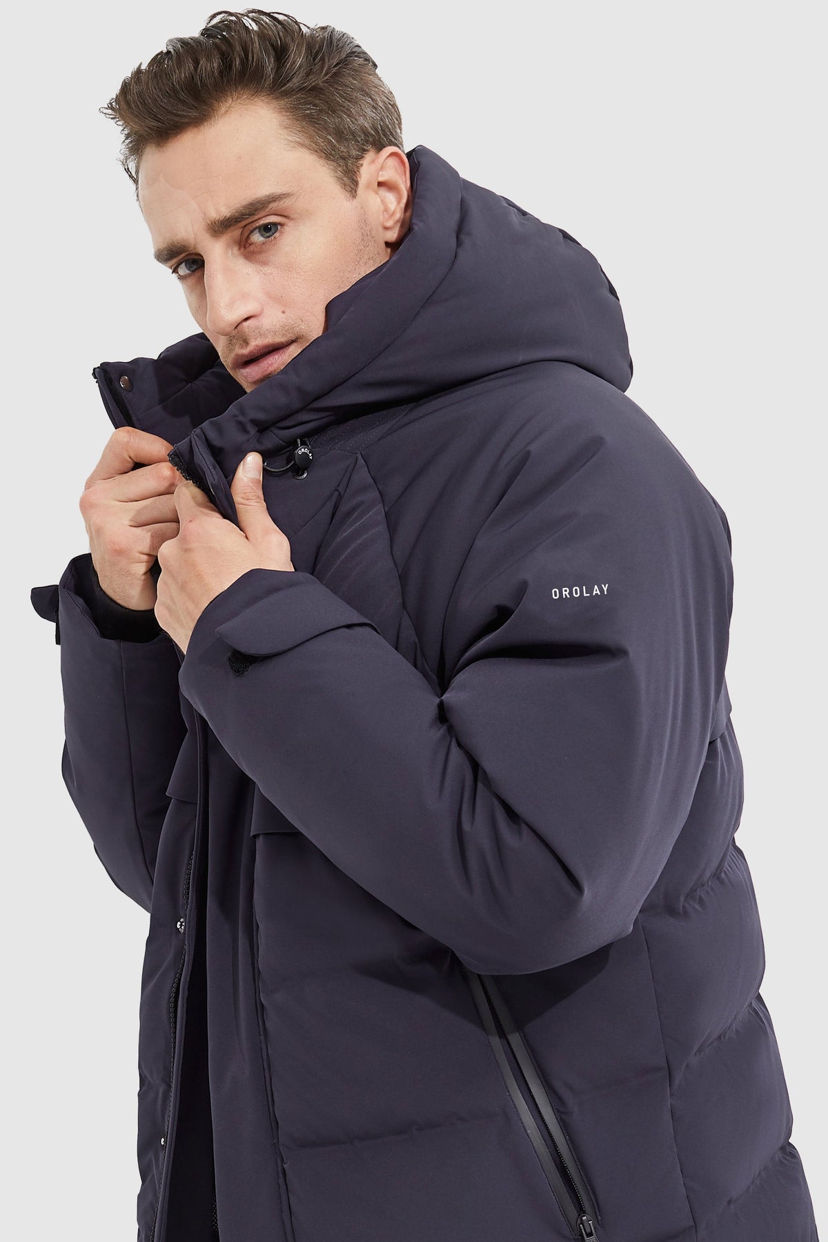 Hot-Sale Winter Hood Ribbed Cuff Down Jacket