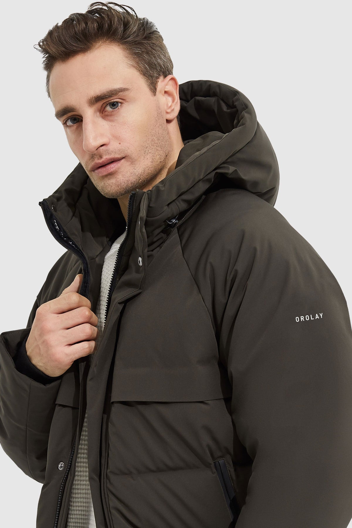 Hot-Sale Winter Hood Ribbed Cuff Down Jacket