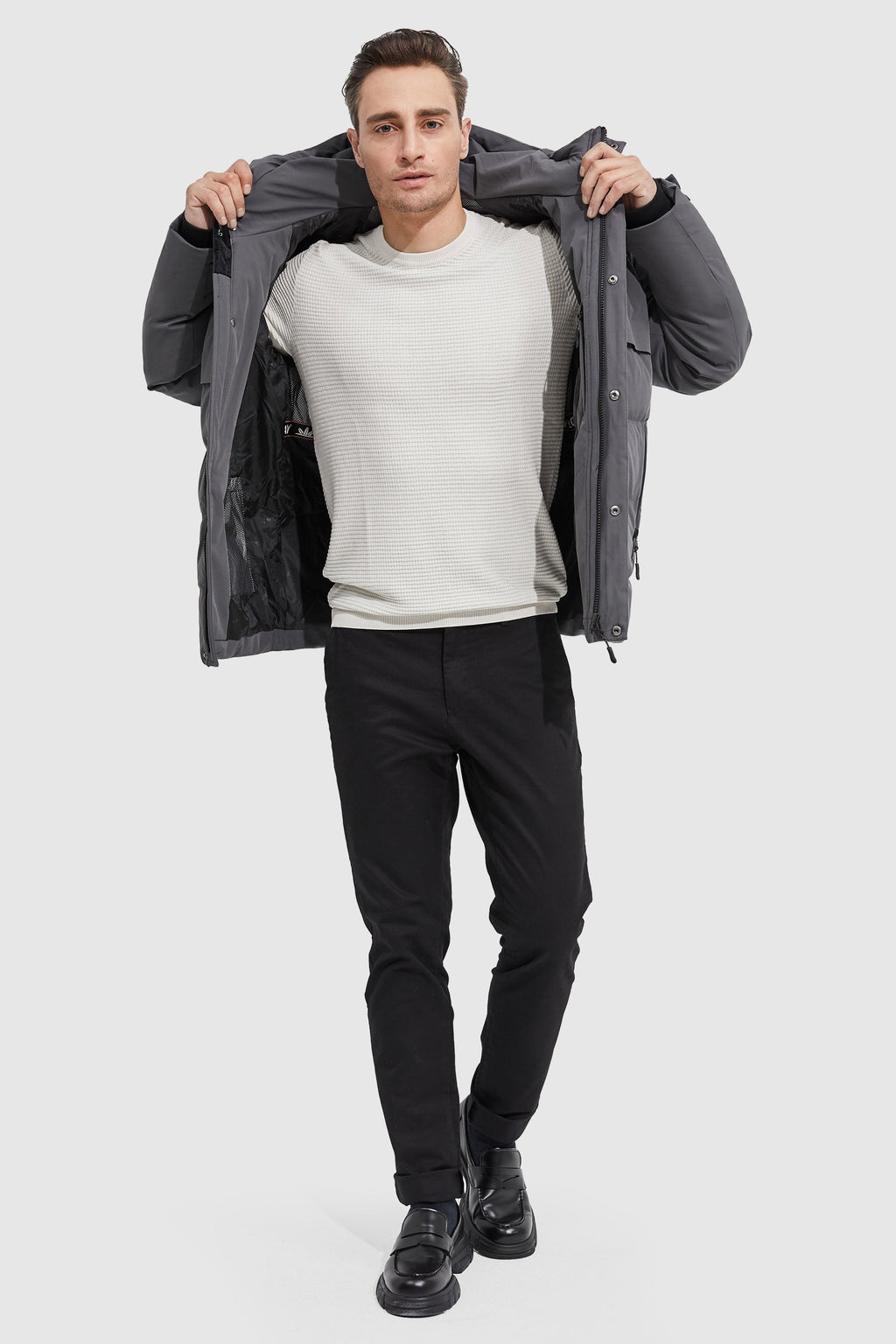 Hot-Sale Winter Hood Ribbed Cuff Down Jacket