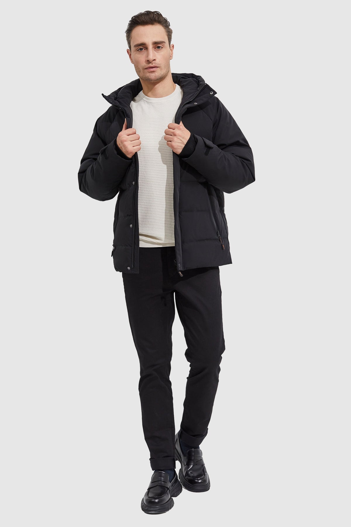 Hot-Sale Winter Hood Ribbed Cuff Down Jacket