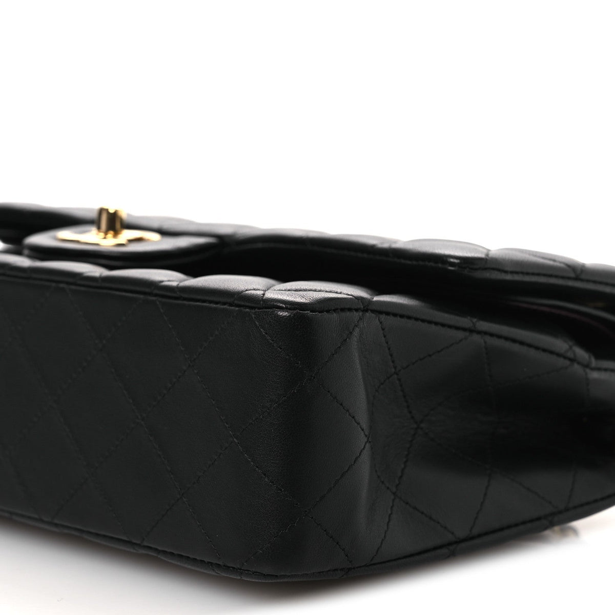 Lambskin Quilted Medium Double Flap Black At My store