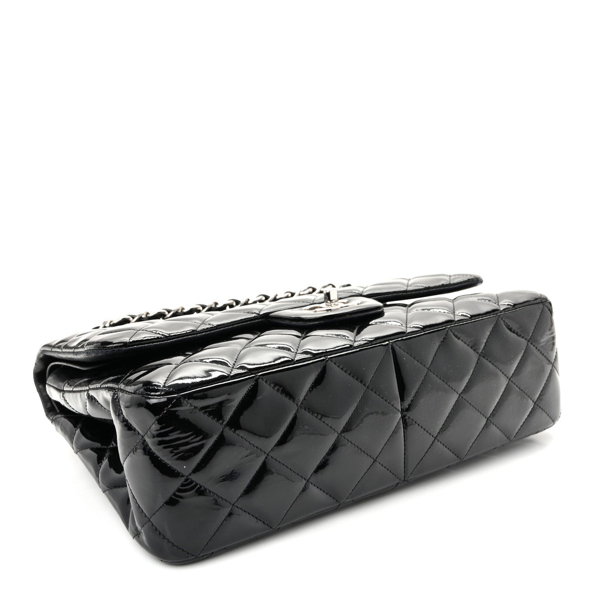 Patent Quilted Jumbo Double Flap Black At My store