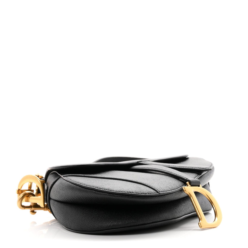 Grained Calfskin Saddle Bag With Strap Black AT My store