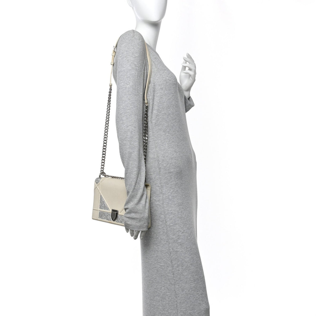 Lambskin Sequin Medium Diorama Flap Bag White AT My store