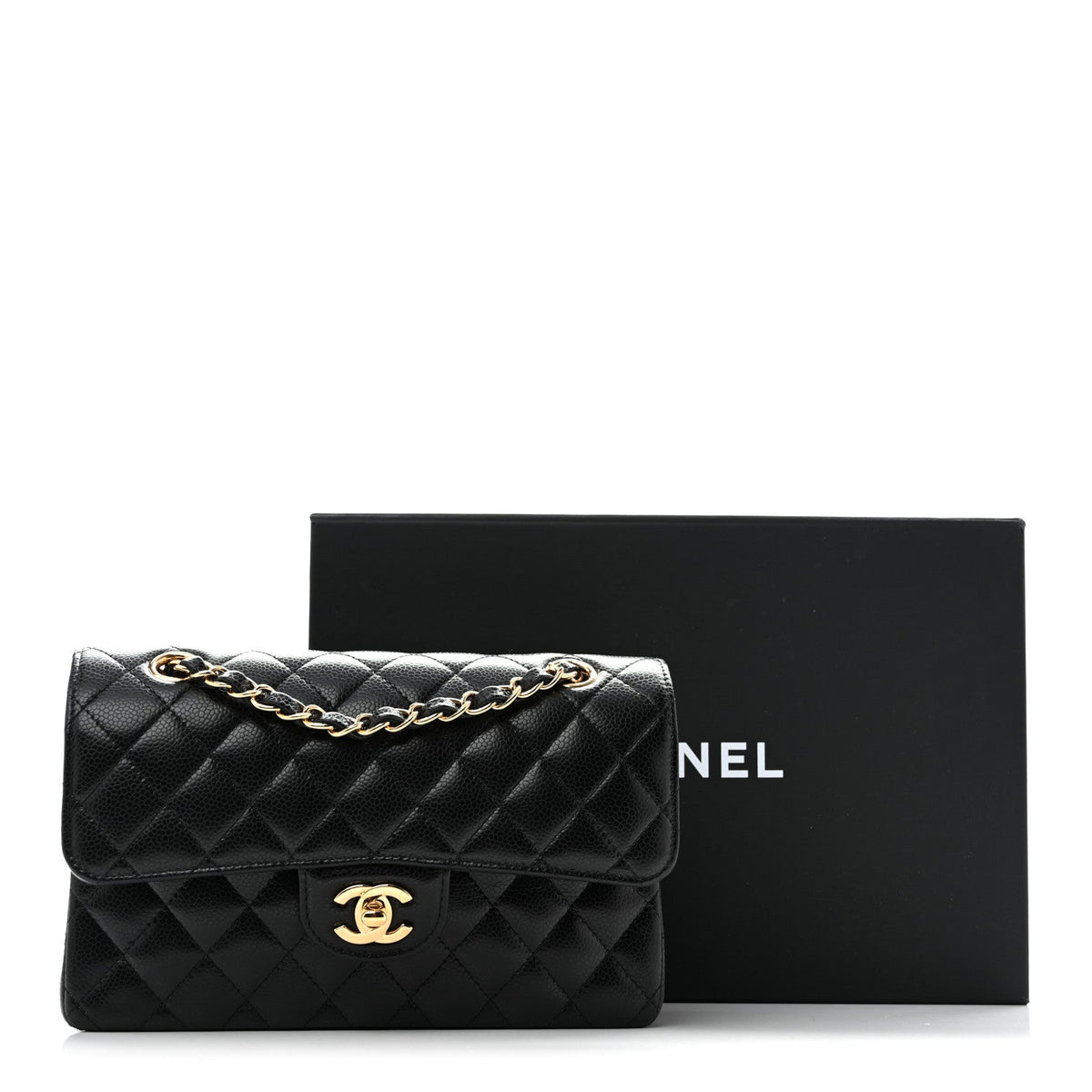 Caviar Quilted Small Double Flap Black At My store