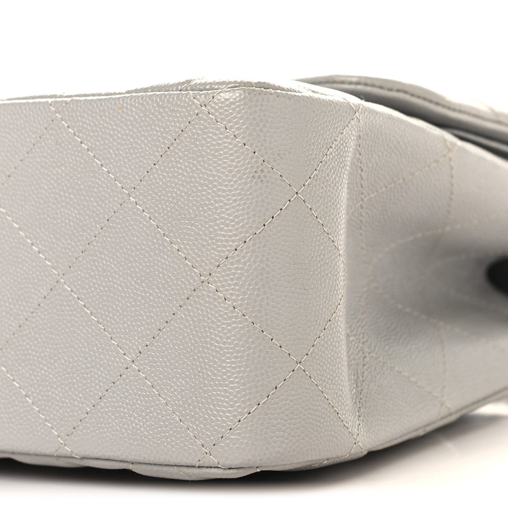 Caviar Quilted Jumbo Double Flap Grey At My store