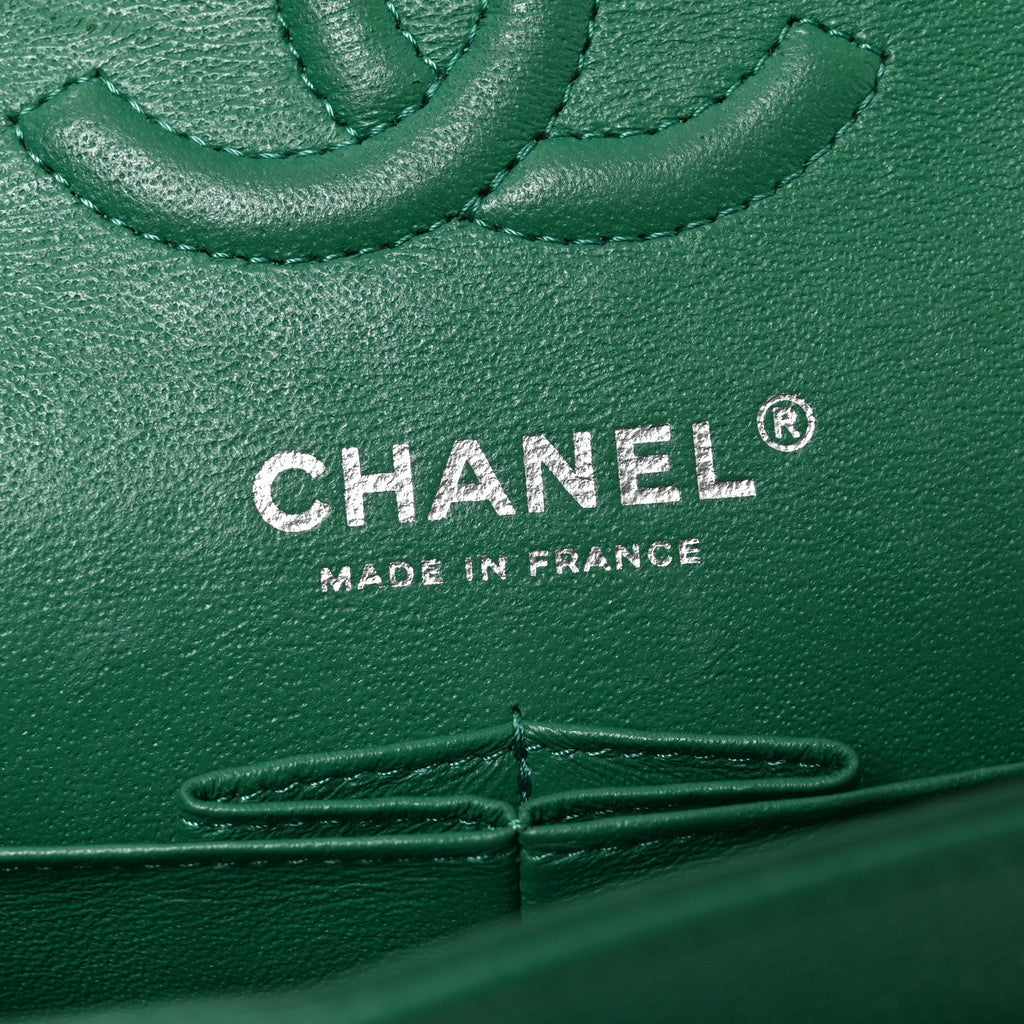 Caviar Quilted Small Double Flap Green At My store