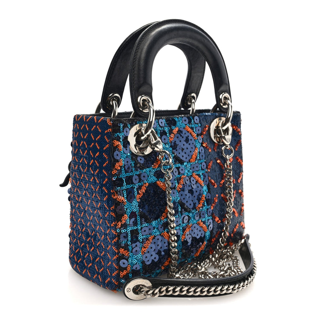 Sequin Lambskin Esprit Tokyo Mini Lady Dior Blue Multicolor AT My store