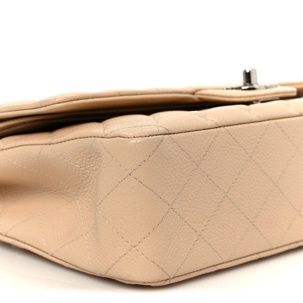 Caviar Quilted Medium Double Flap Beige At My store