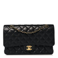 Caviar Quilted Medium Double Flap Black At My store