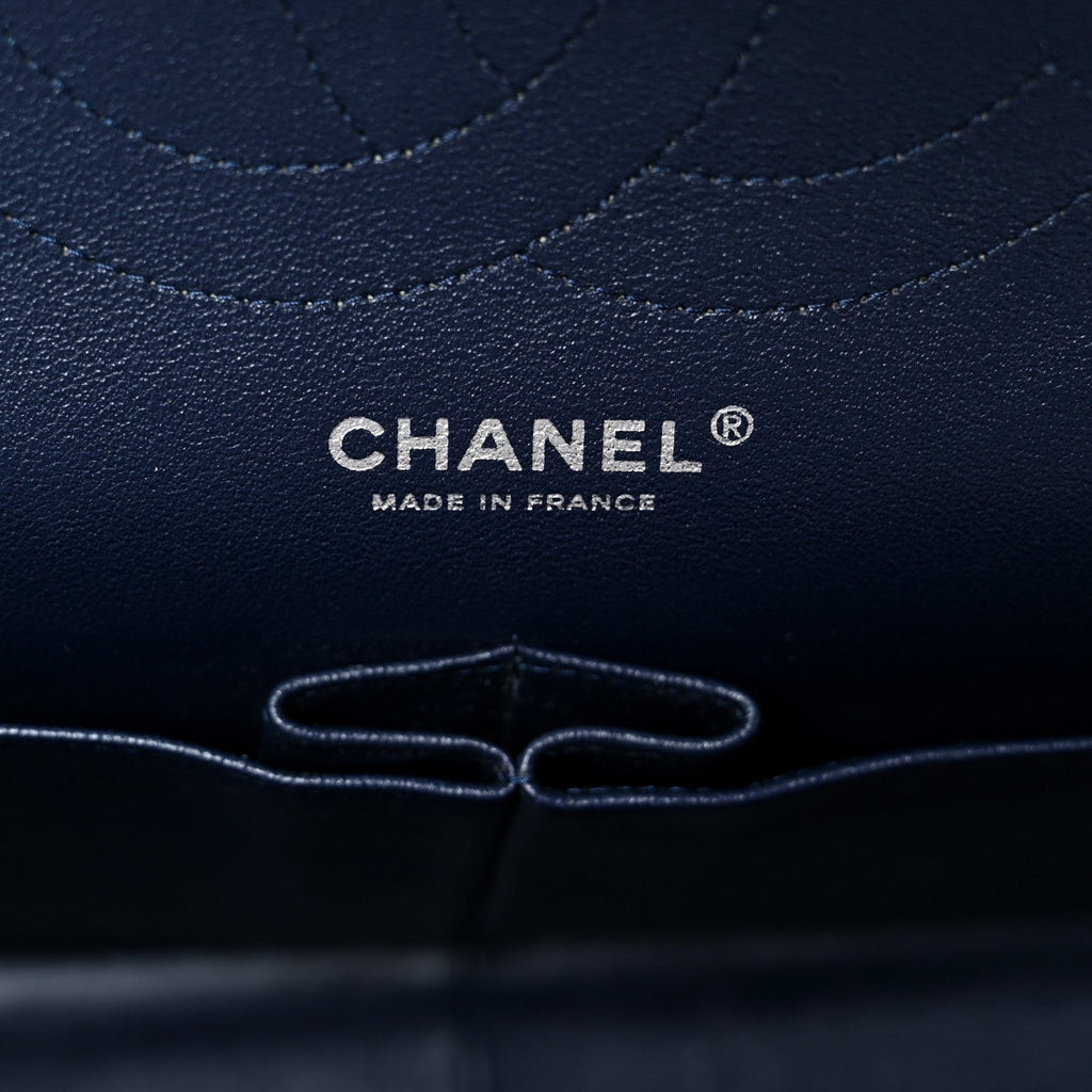 Lambskin Quilted Jumbo Double Flap Navy At My store