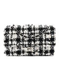 Tweed Sequin Quilted Medium Double Flap Black White At My store