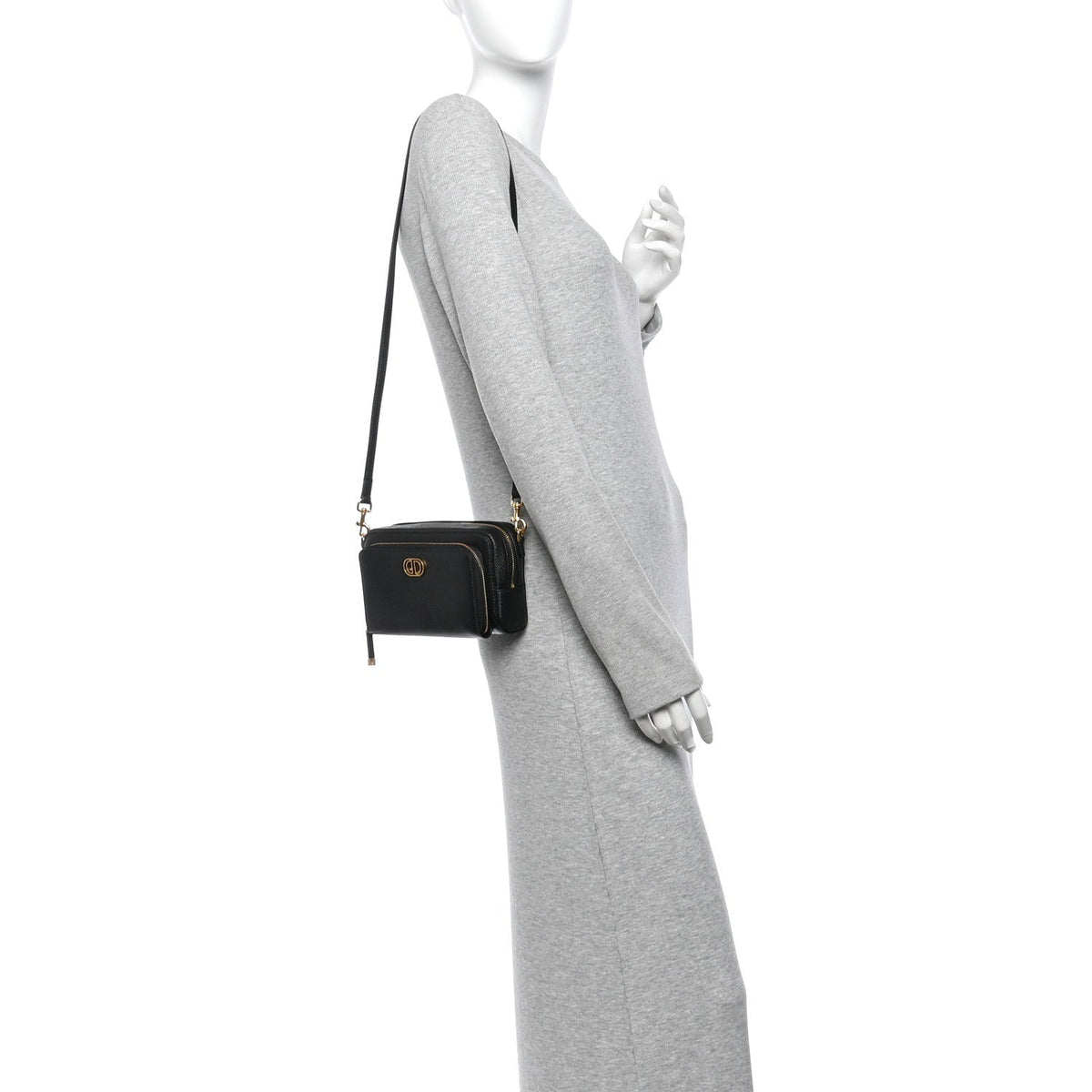 Grained Calfskin Caro Double Pouch Black AT My store
