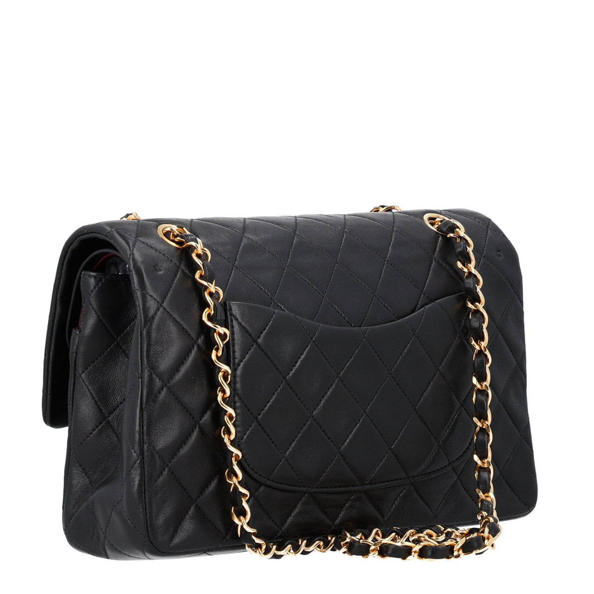 Lambskin Quilted Medium Double Flap Black At My store