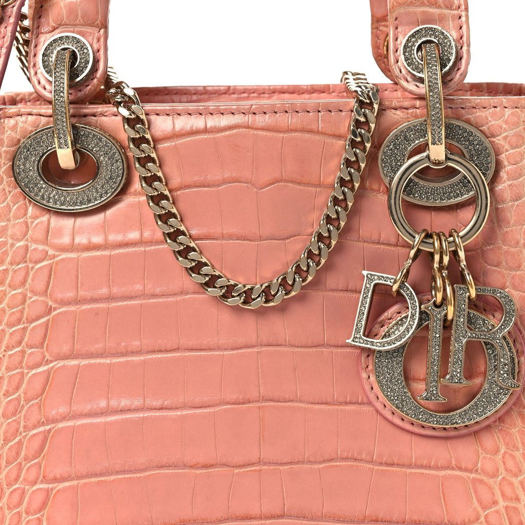 Alligator Crystal Mini Lady Dior Pink AT My store