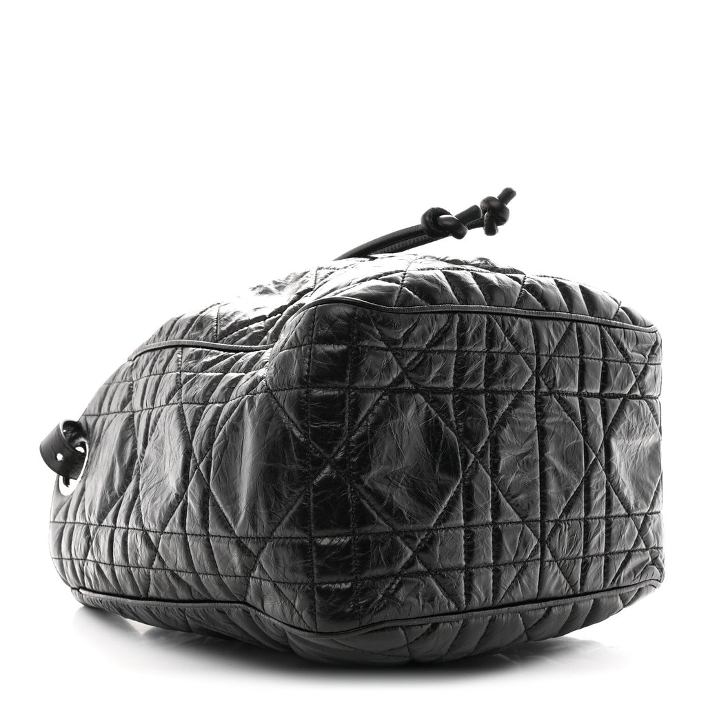 Crinkled Calfskin Macrocannage Medium D-Motion Bag Black AT My store