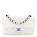 Caviar Quilted Rainbow CC Small Double Flap White At My store