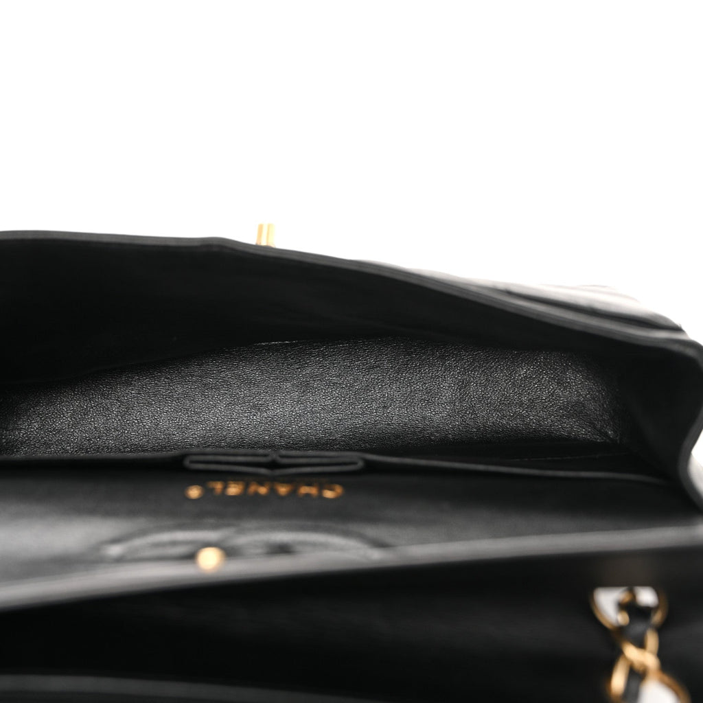 Lambskin Chevron Quilted Medium Double Flap Black At My store