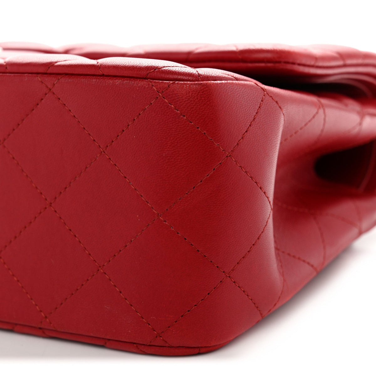 Lambskin Quilted Jumbo Double Flap Red At My store