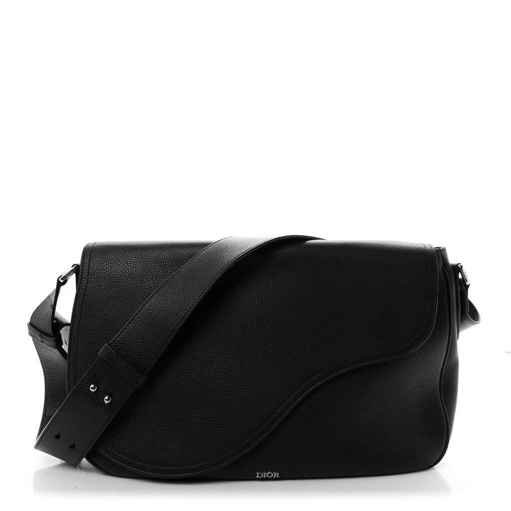 Grained Calfskin Saddle Messenger Bag Black AT My store