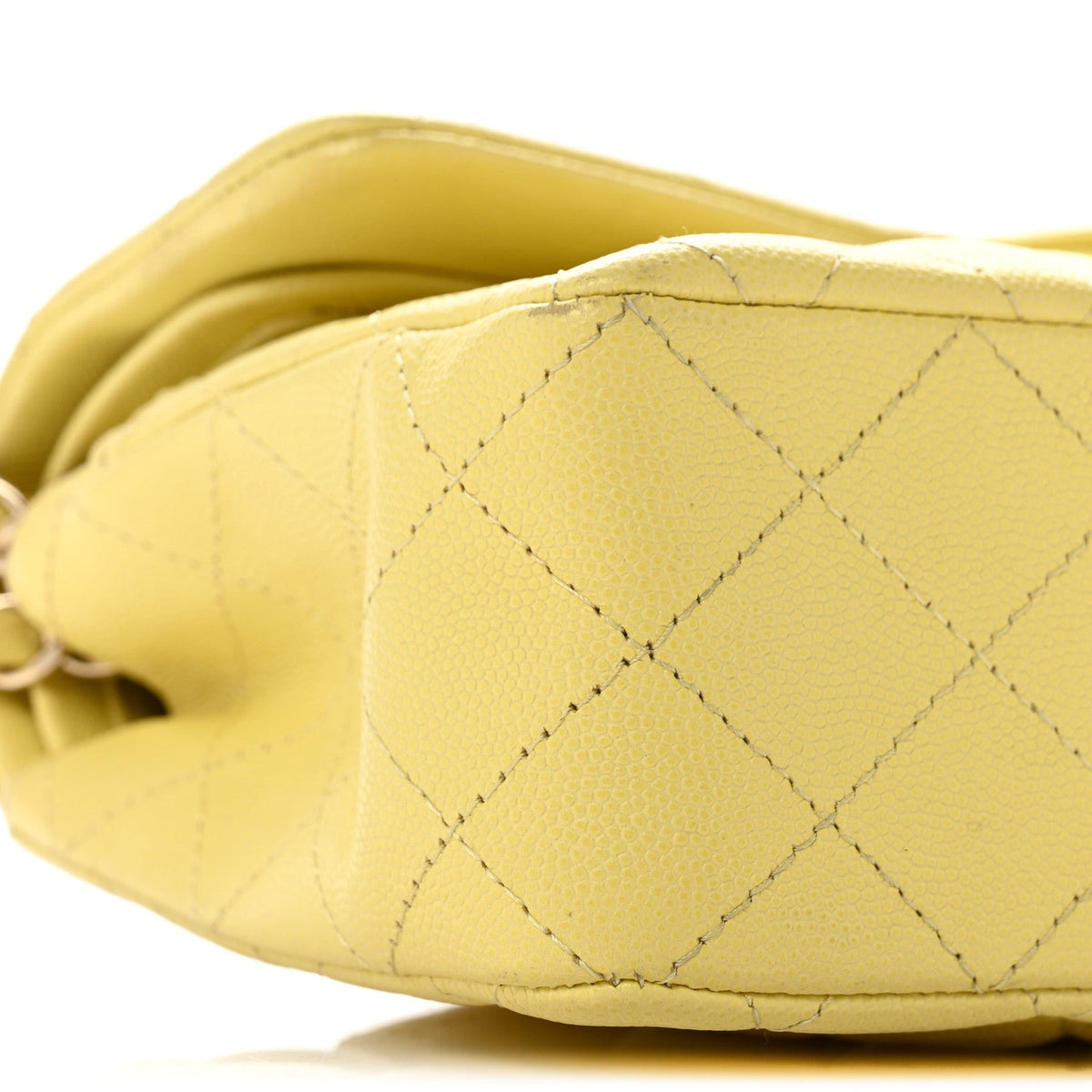 Caviar Quilted Small Double Flap Light Yellow At My store