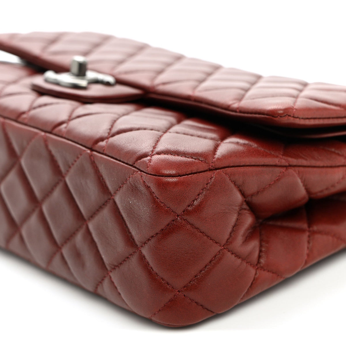Lambskin Quilted Medium Double Flap Burgundy At My store