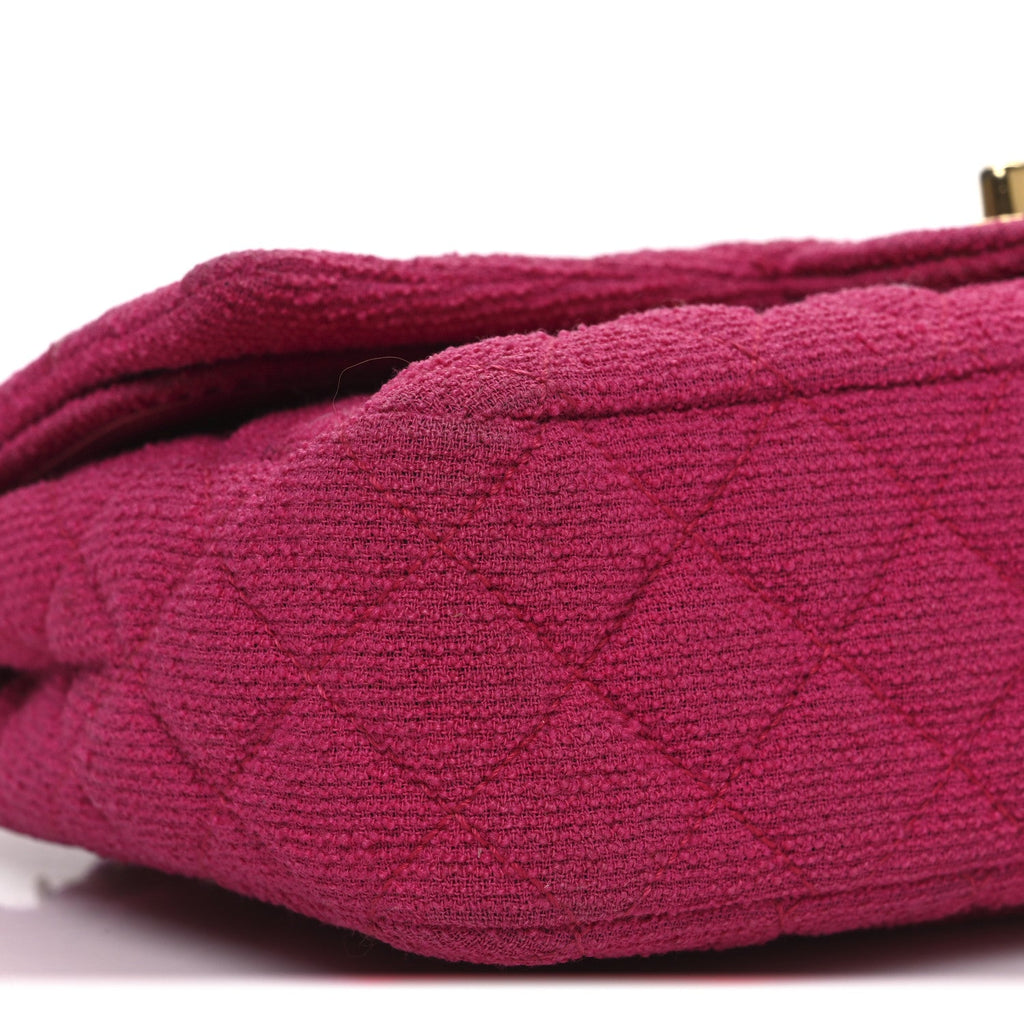 Tweed Quilted Medium Double Flap Fuchsia At My store