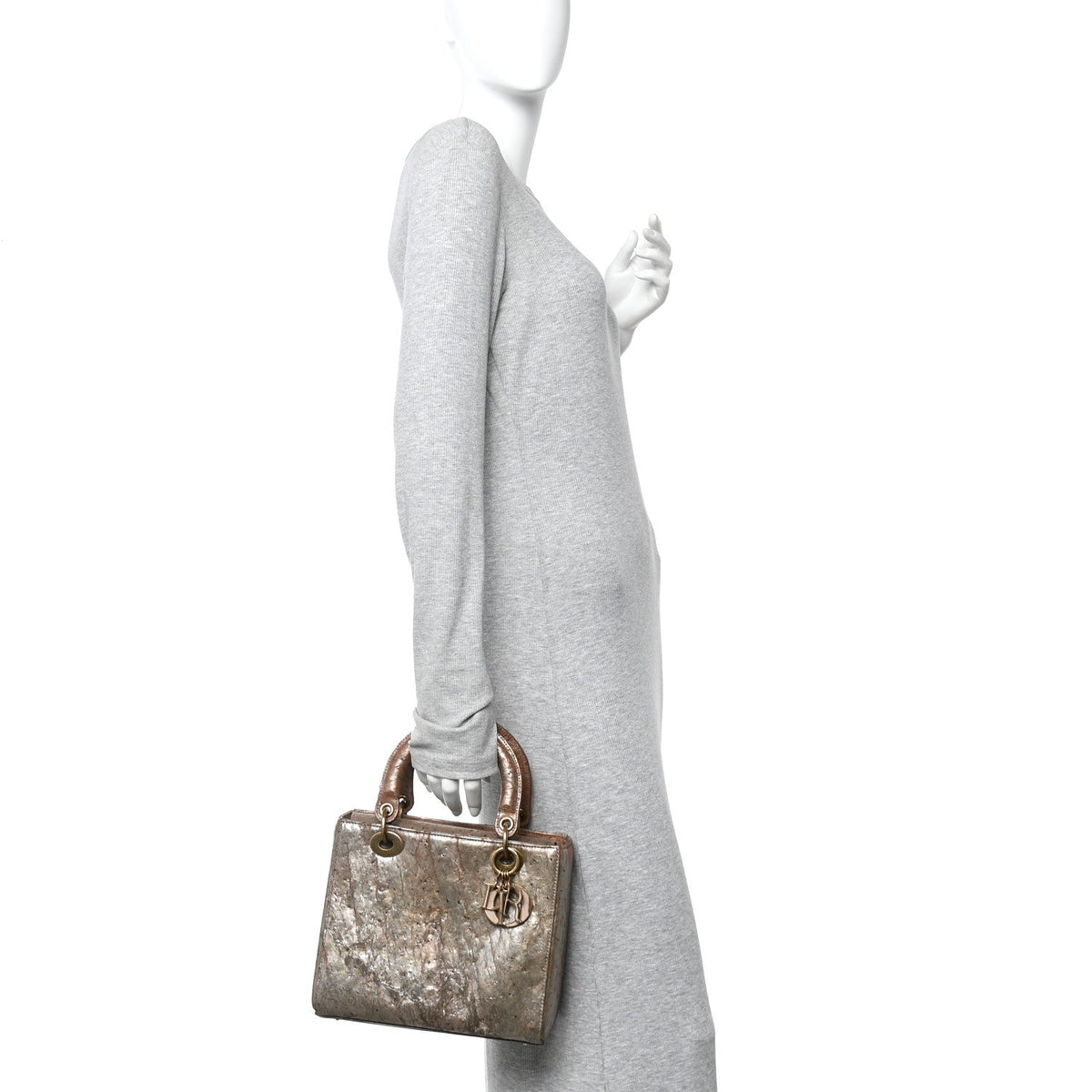 X LEE BUL Treated Calfskin Medium Lady Dior Art Bronze AT My store