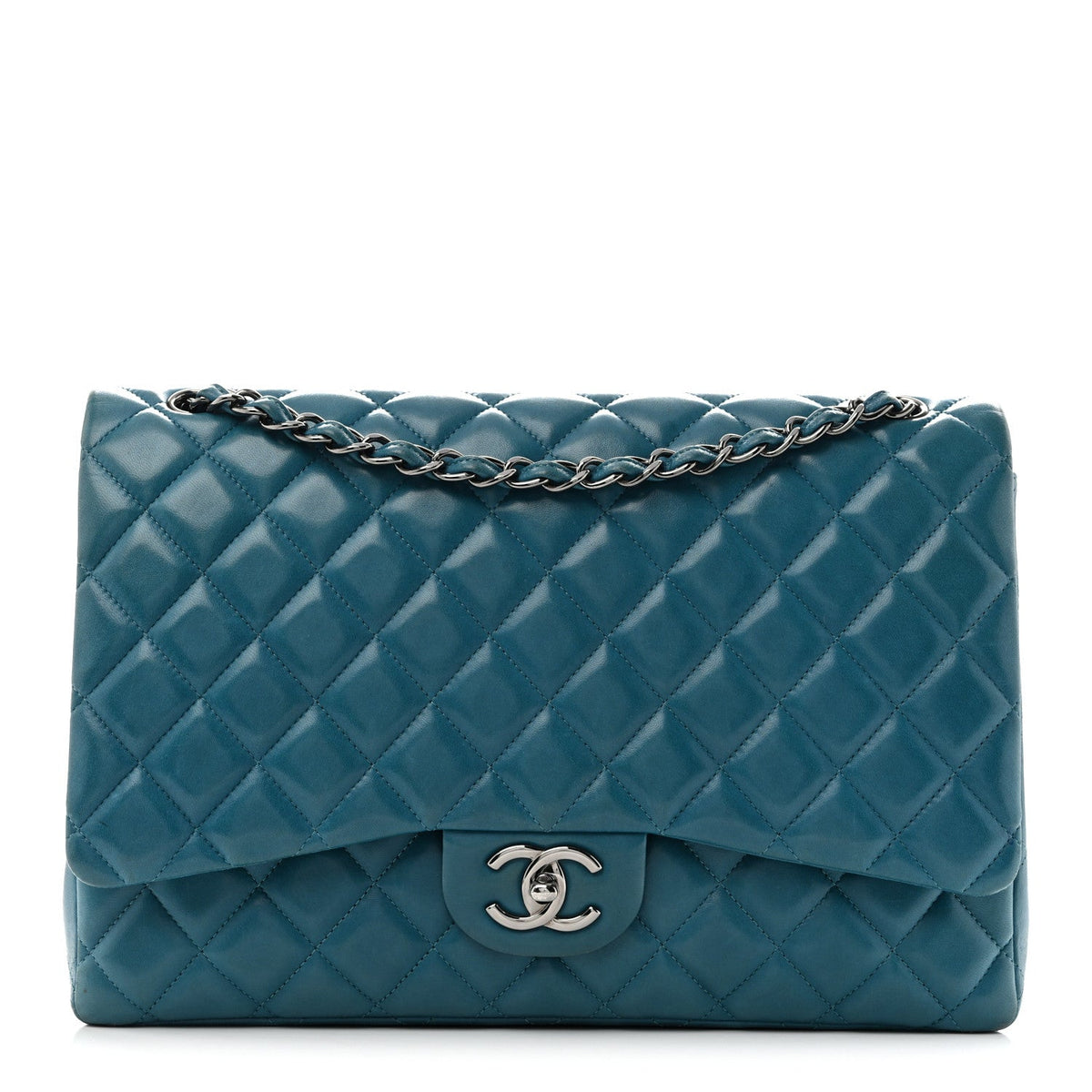 Lambskin Quilted Maxi Double Flap Turquoise At My store