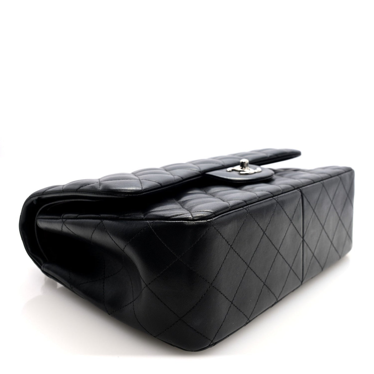 Lambskin Quilted Jumbo Double Flap Black At My store