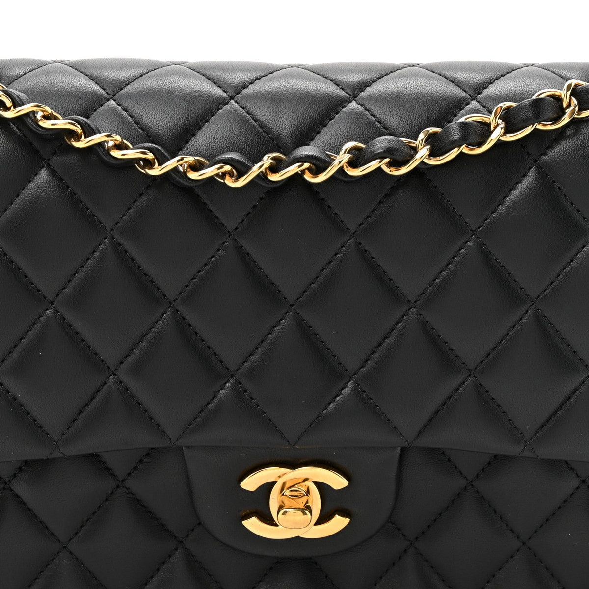 Lambskin Quilted Small Double Flap Black At My store