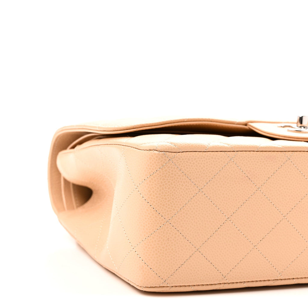 Caviar Quilted Jumbo Double Flap Beige At My store