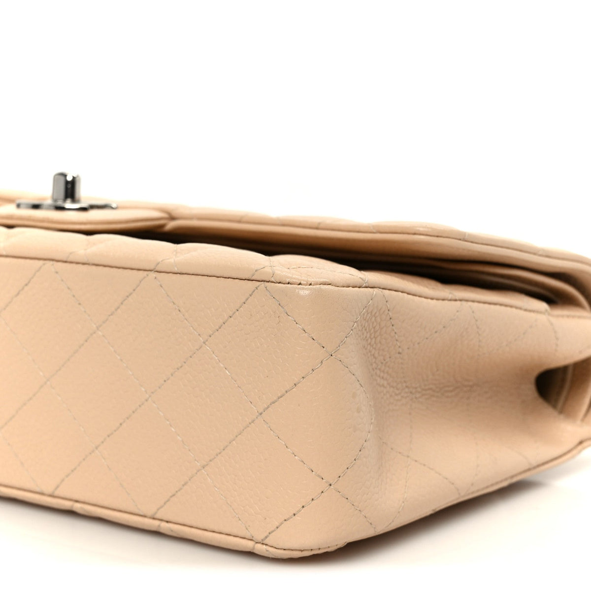 Caviar Quilted Medium Double Flap Beige At My store