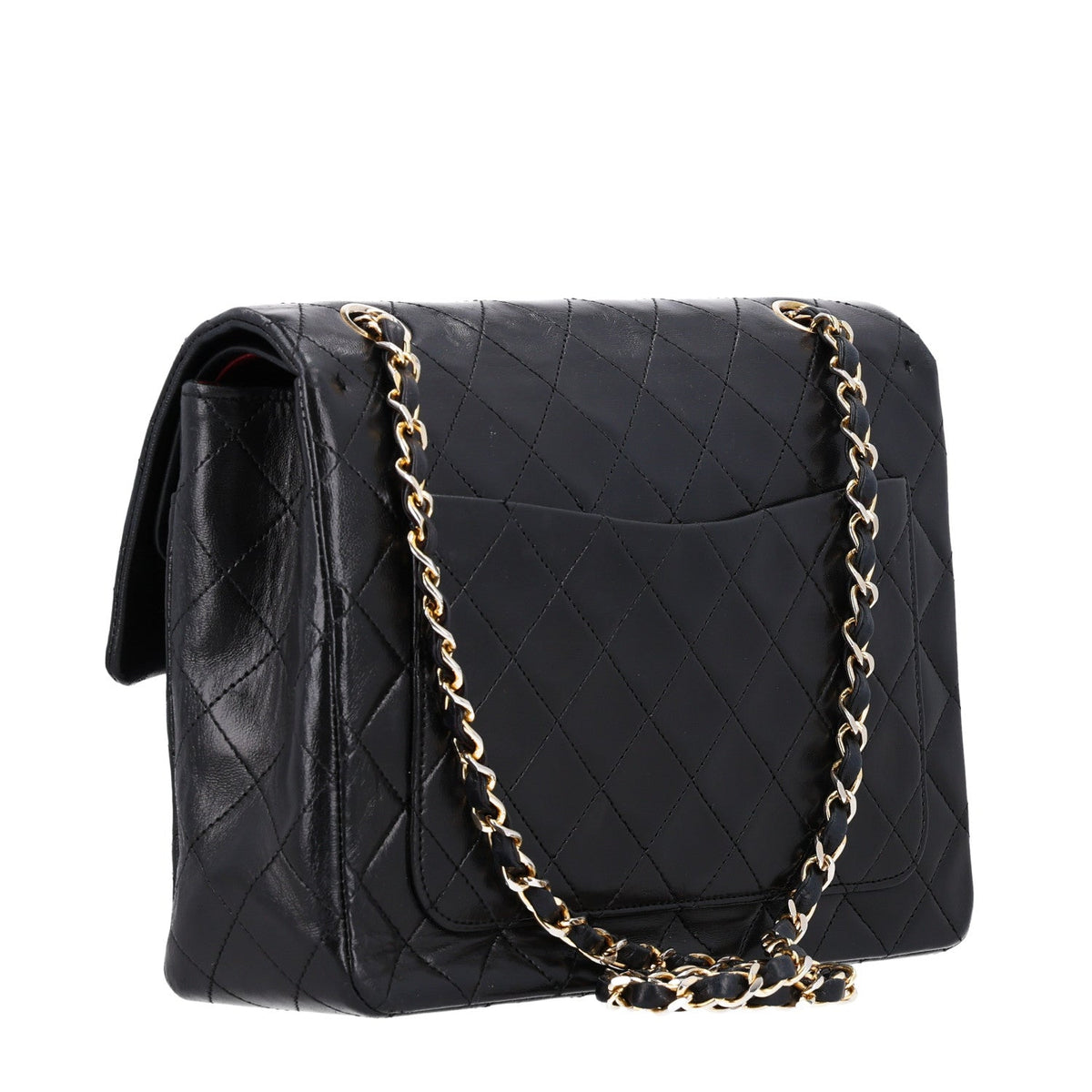 Lambskin Quilted Medium Double Flap Black At My store