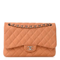 Iridescent Caviar Quilted Jumbo Double Flap Dark Beige At My store