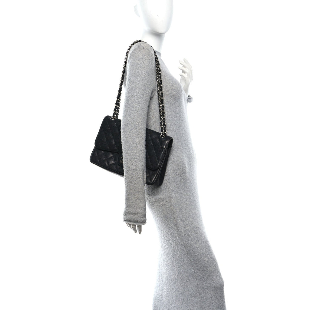 Caviar Quilted Jumbo Double Flap Black At My store