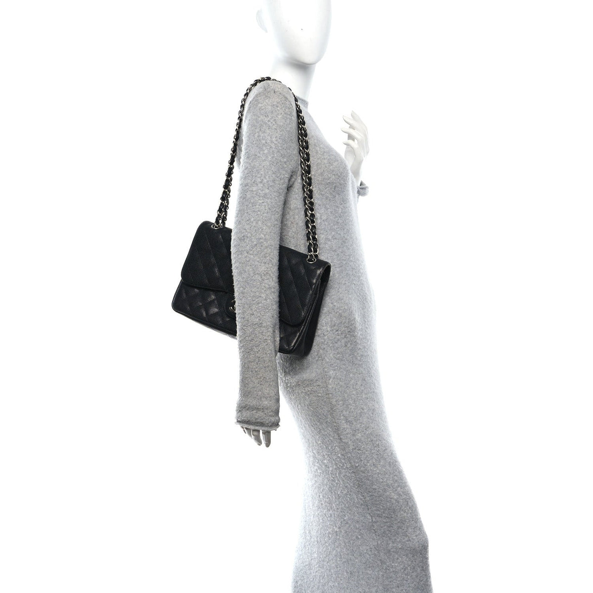 Caviar Quilted Jumbo Double Flap Black At My store