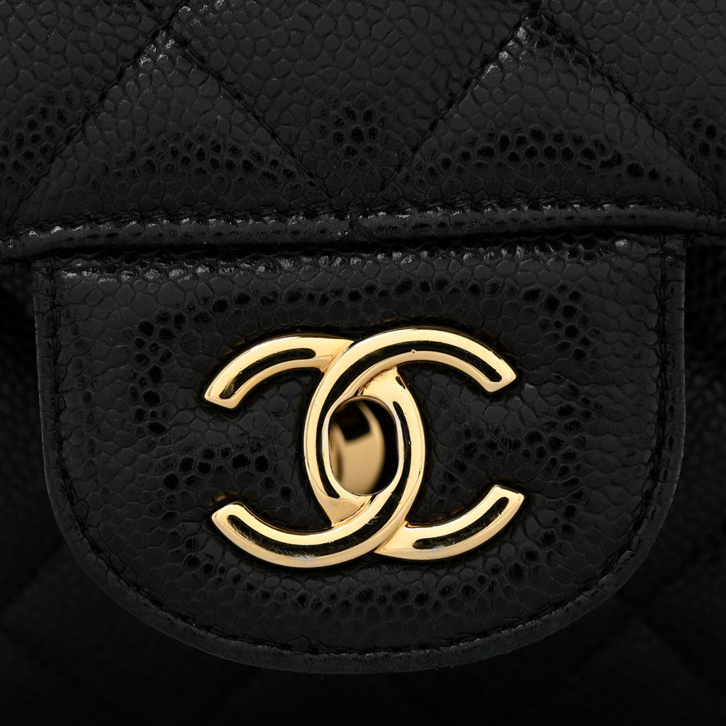 Caviar Quilted Jumbo Double Flap Black At My store