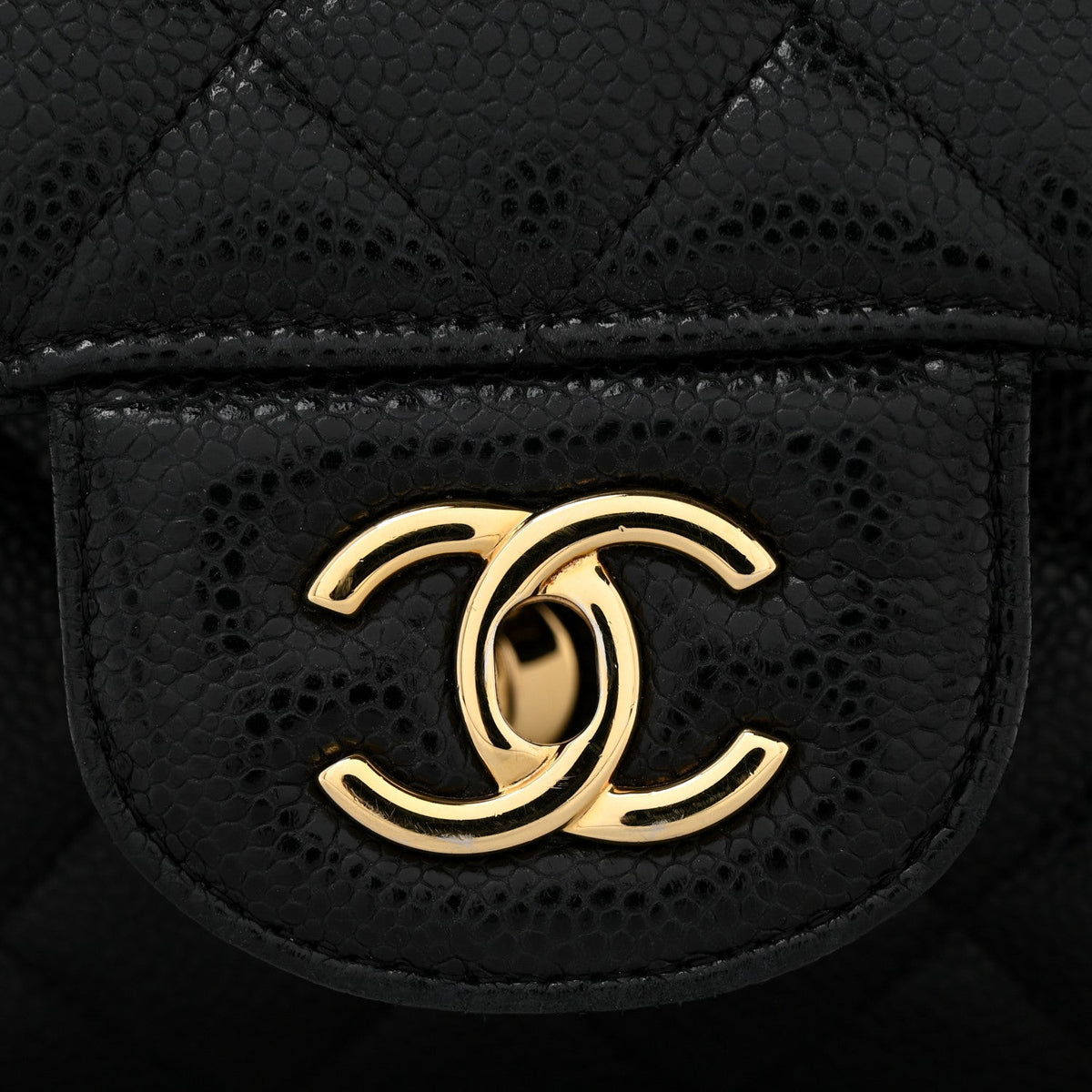 Caviar Quilted Jumbo Double Flap Black At My store